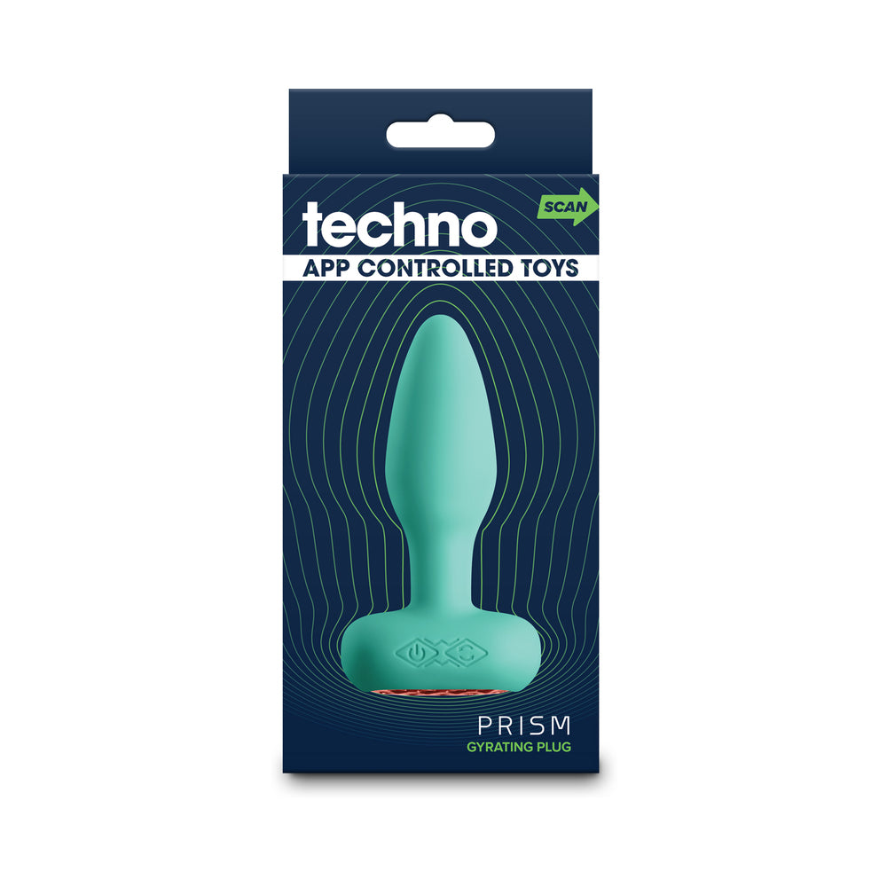 TECHNO PRISM APP-CONTROLLED VIBRATING AND ROTATING PLUG TEAL