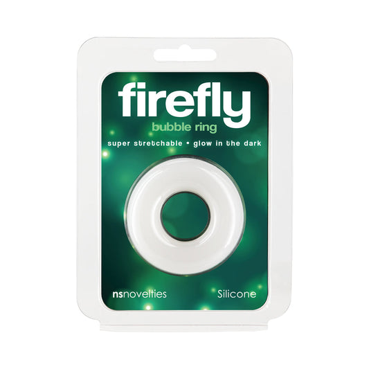 FIREFLY BUBBLE RING MEDIUM GLOW-IN-THE-DARK COCK RING WHITE