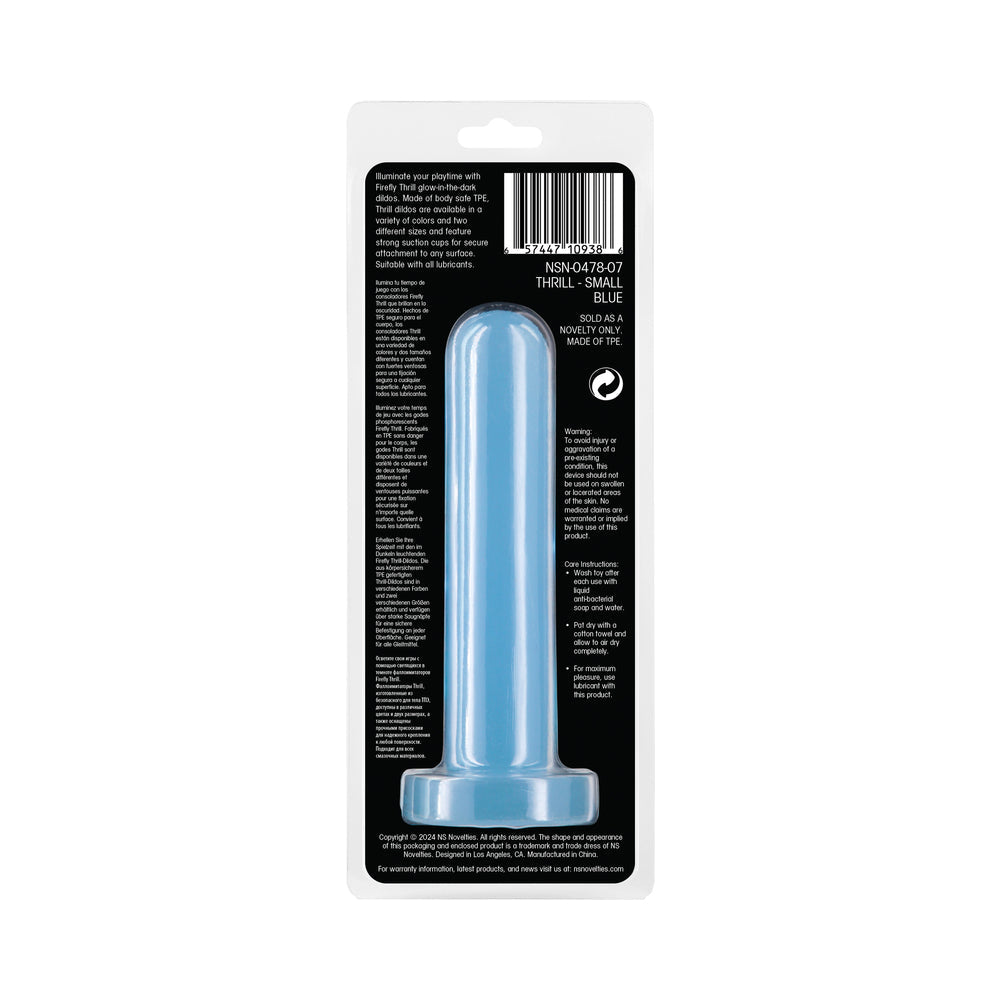 NS NOVELTIES - FIREFLY THRILL SMALL GLOW-IN-THE-DARK DILDO BLUE