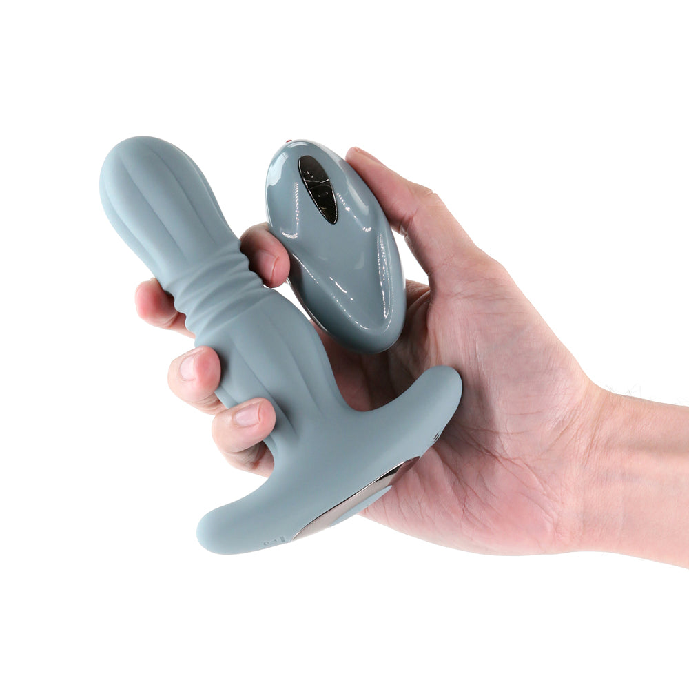 NS NOVELTIES - RENEGADE GEMINI THRUSTING ANAL PLUG WITH REMOTE GRAY