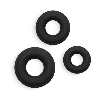 RENEGADE FIREMAN RINGS 3-PIECE COCK RING KIT BLACK