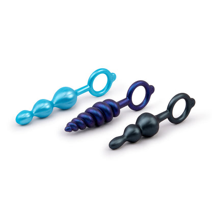 B-VIBE BEADED BUTTIES BUNDLE 3-PIECE ANAL PLUG SET