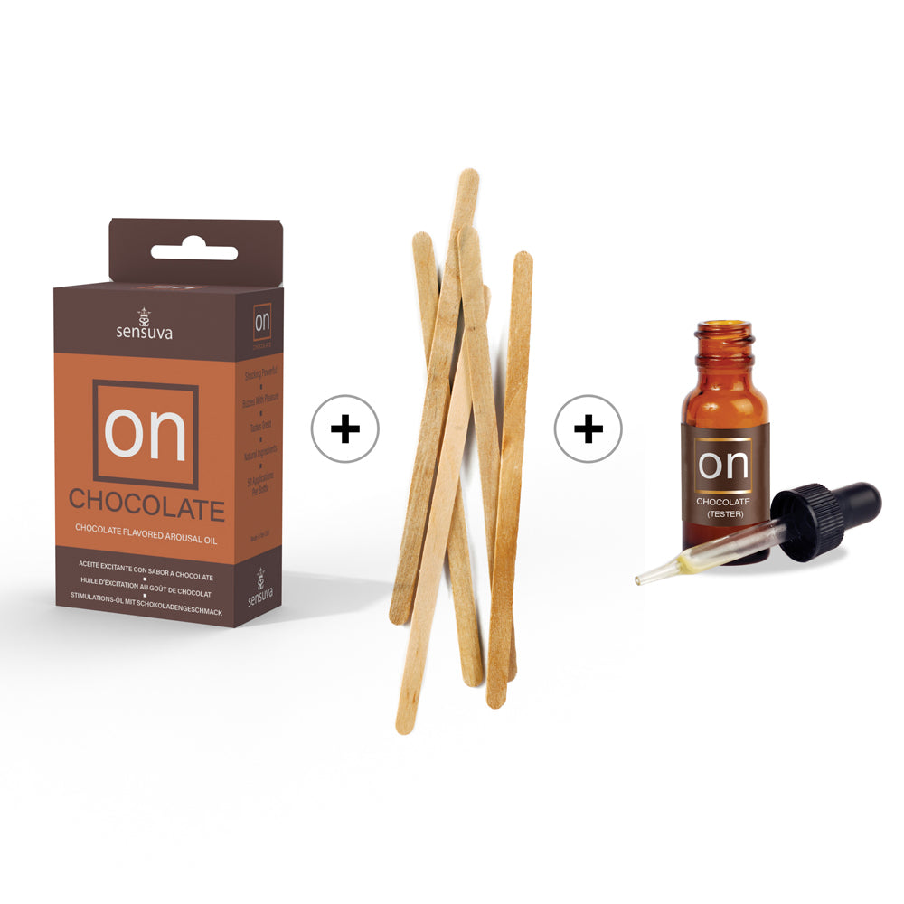 SENSUVA - ON CHOCOLATE AROUSAL OIL 5ML MEDIUM BOX 12 PIECE + TESTER/STICKS REFILL KIT