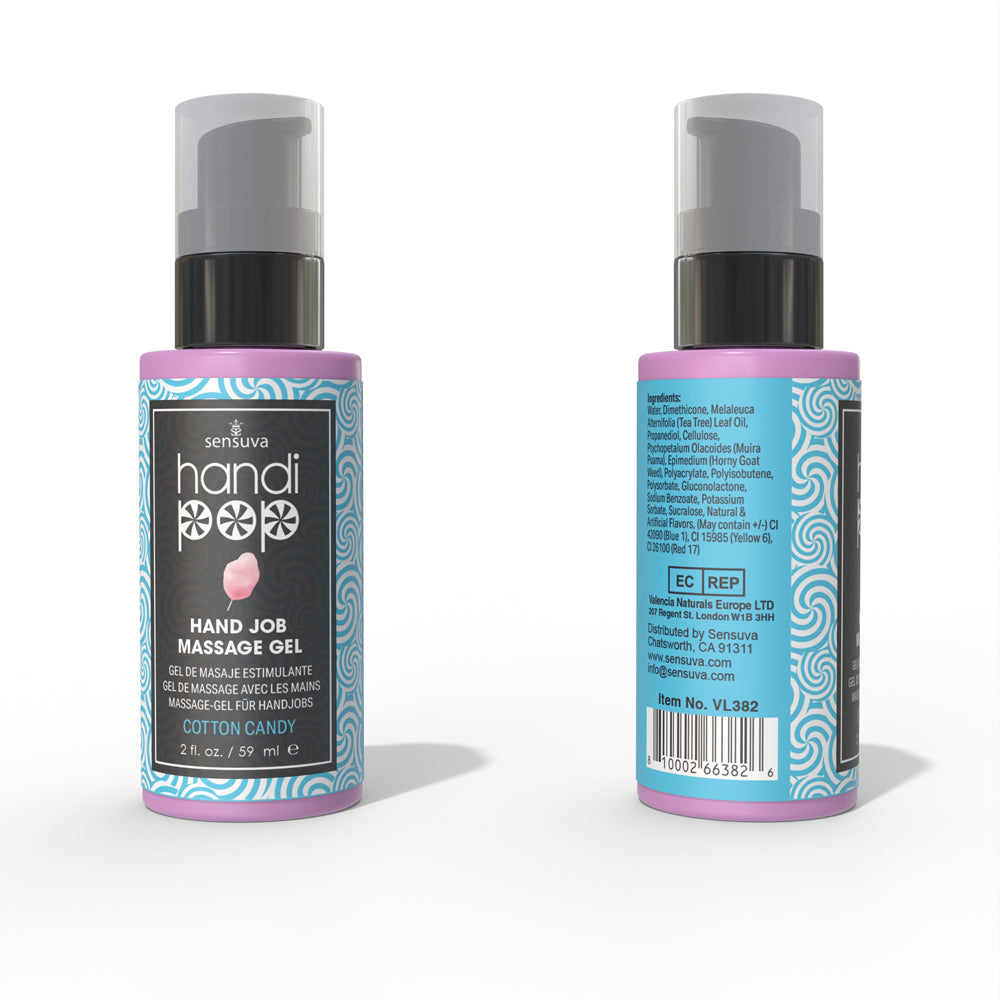 SENSUVA HANDIPOP EDIBLE HAND JOB MASSAGE GEL COTTON CANDY 2 OZ.