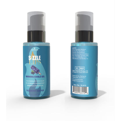 SENSUVA SIZZLE LIPS WARMING GEL BLUEBERRY ICE POP 2 OZ.