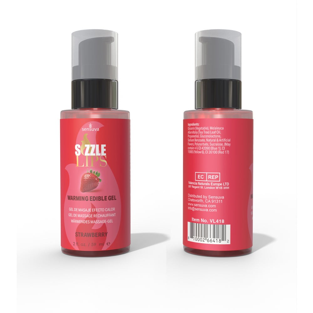 SENSUVA SIZZLE LIPS WARMING GEL STRAWBERRY 2 OZ.