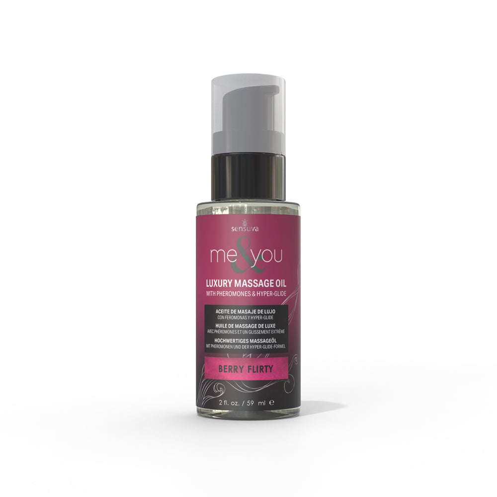 SENSUVA ME & YOU PHEROMONE-INFUSED LUXURY MASSAGE OIL BERRY FLIRTY 2 OZ.