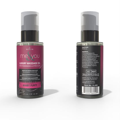 SENSUVA ME & YOU PHEROMONE-INFUSED LUXURY MASSAGE OIL BERRY FLIRTY 2 OZ.