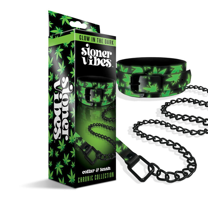 STONER VIBES CHRONIC COLLECTION GLOW IN THE DARK COLLAR AND LEASH