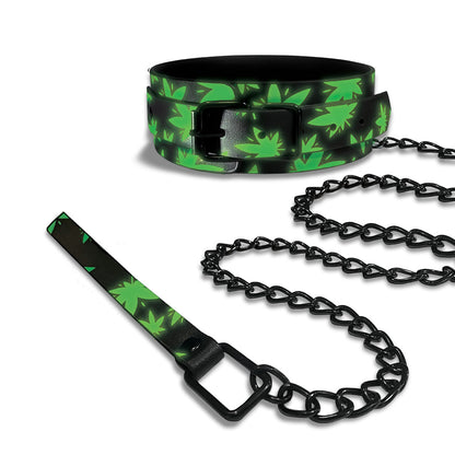 STONER VIBES CHRONIC COLLECTION GLOW IN THE DARK COLLAR AND LEASH
