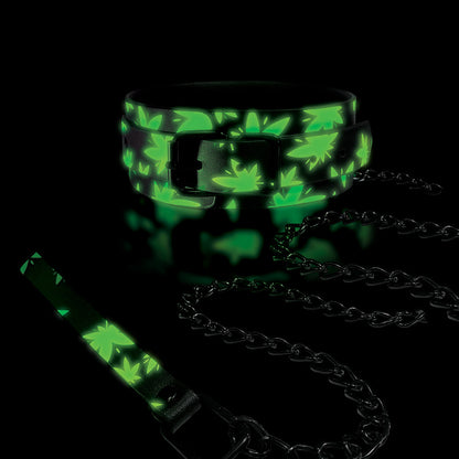 STONER VIBES CHRONIC COLLECTION GLOW IN THE DARK COLLAR AND LEASH
