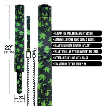 STONER VIBES CHRONIC COLLECTION GLOW IN THE DARK COLLAR AND LEASH
