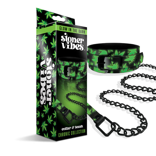 STONER VIBES CHRONIC COLLECTION GLOW IN THE DARK COLLAR AND LEASH