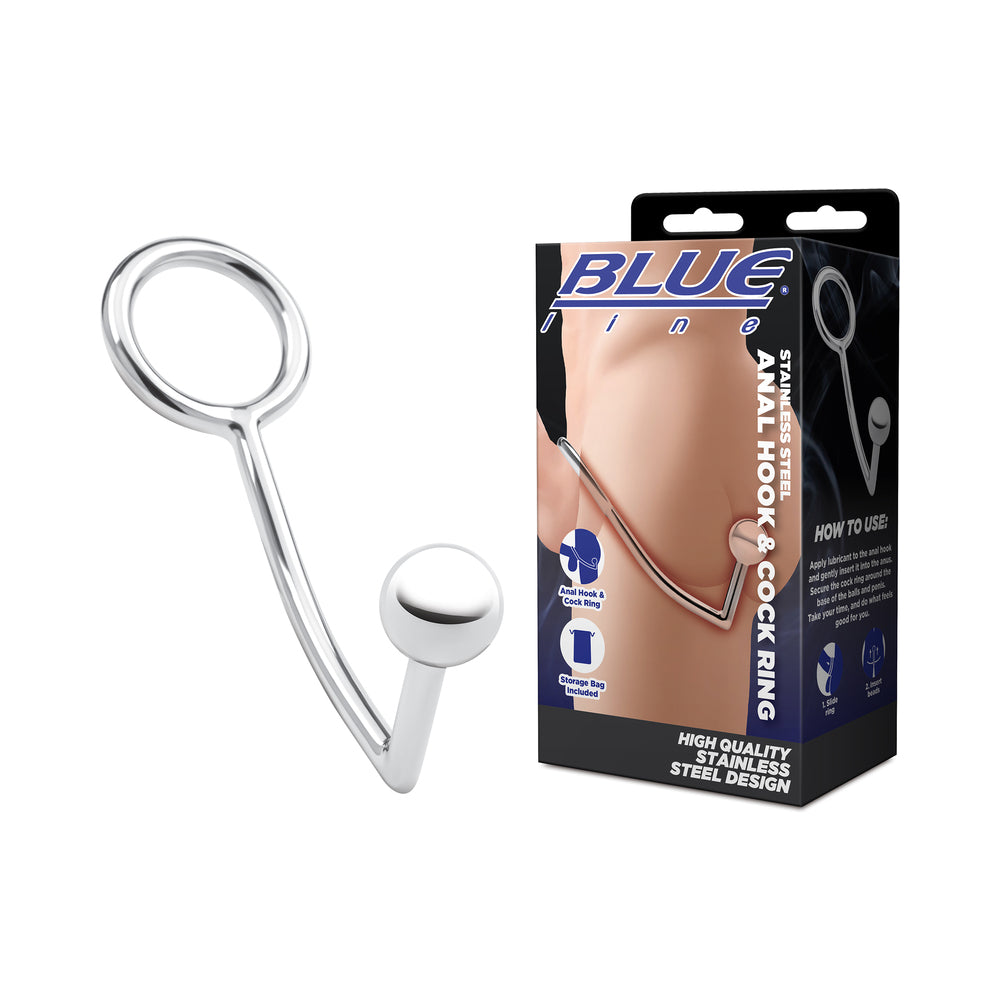 ELECTRIC EEL - BLUE LINE STAINLESS STEEL ANAL HOOK & COCK RING