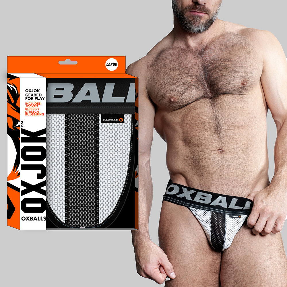OXBALLS OXJOK AIRMESH SWAGGER SLIDER-STRAP JOCK ICE WHITE L