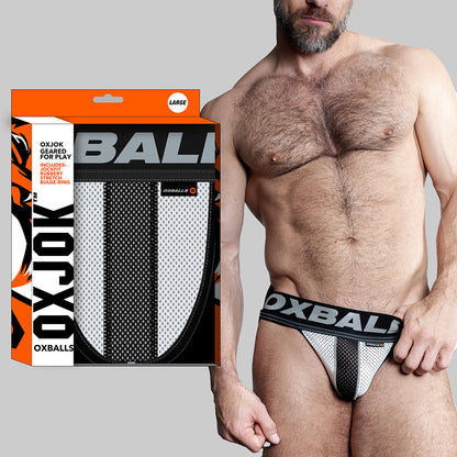 OXBALLS OXJOK AIRMESH SWAGGER SLIDER-STRAP JOCK ICE WHITE L