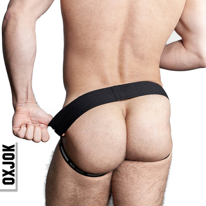 OXBALLS OXJOK AIRMESH SWAGGER SLIDER-STRAP JOCK TAR BLACK S