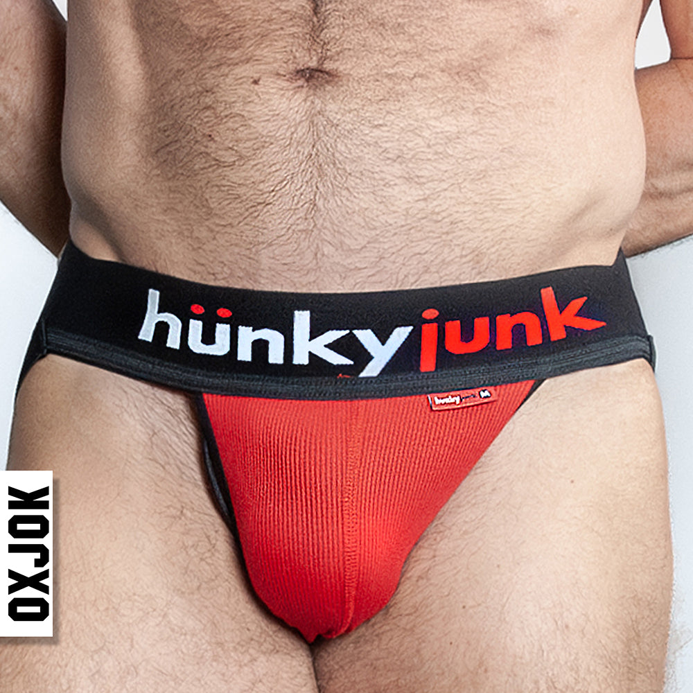 OXBALLS OXJOK HUNKER COMFY-POUCH SLIDER-STRAP JOCK RED HOT XL