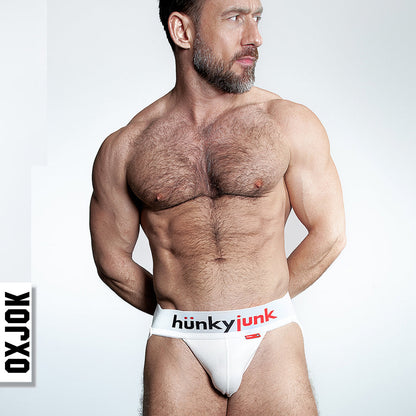 OXBALLS OXJOK HUNKER COMFY-POUCH SLIDER-STRAP JOCK WHITE SNOW L
