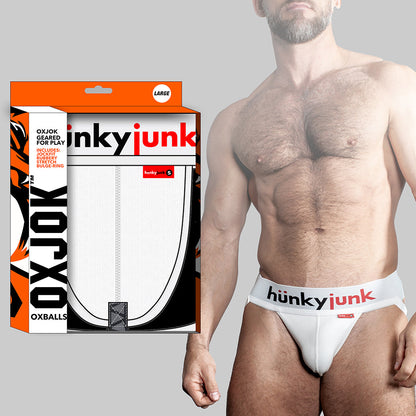 OXBALLS OXJOK HUNKER COMFY-POUCH SLIDER-STRAP JOCK WHITE SNOW 2XL