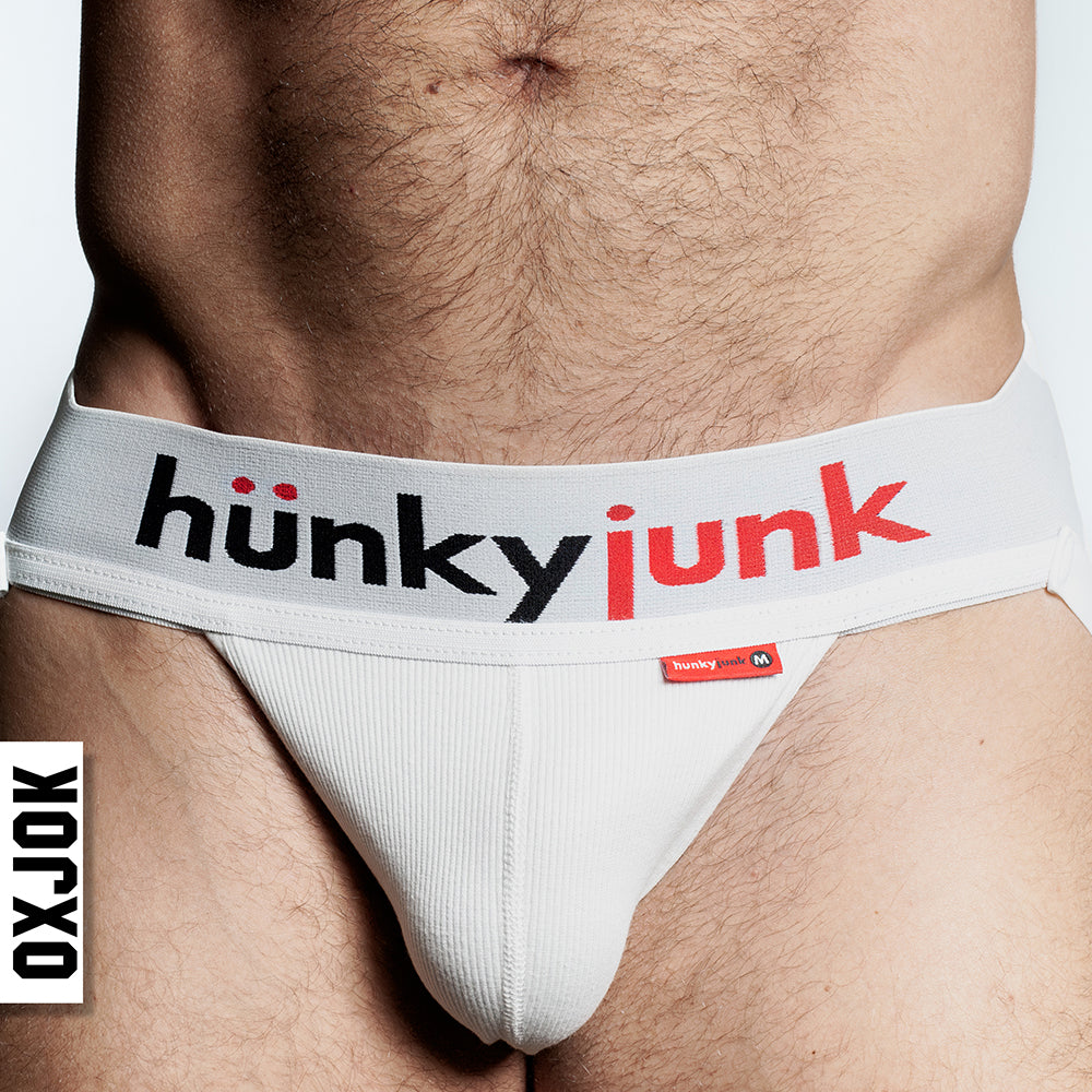 OXBALLS OXJOK HUNKER COMFY-POUCH SLIDER-STRAP JOCK WHITE SNOW 2XL