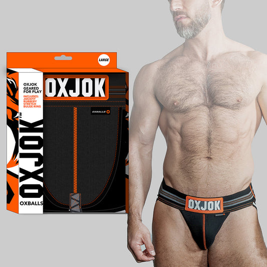 OXBALLS OXJOK SLINGJOCK UPTHRUST SLIDER-STRAP JOCK BLACK IRON S