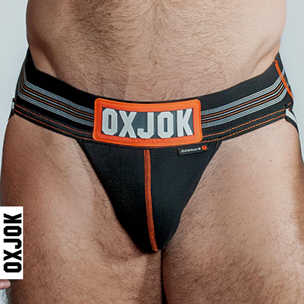 OXBALLS OXJOK SLINGJOCK UPTHRUST SLIDER-STRAP JOCK BLACK IRON L