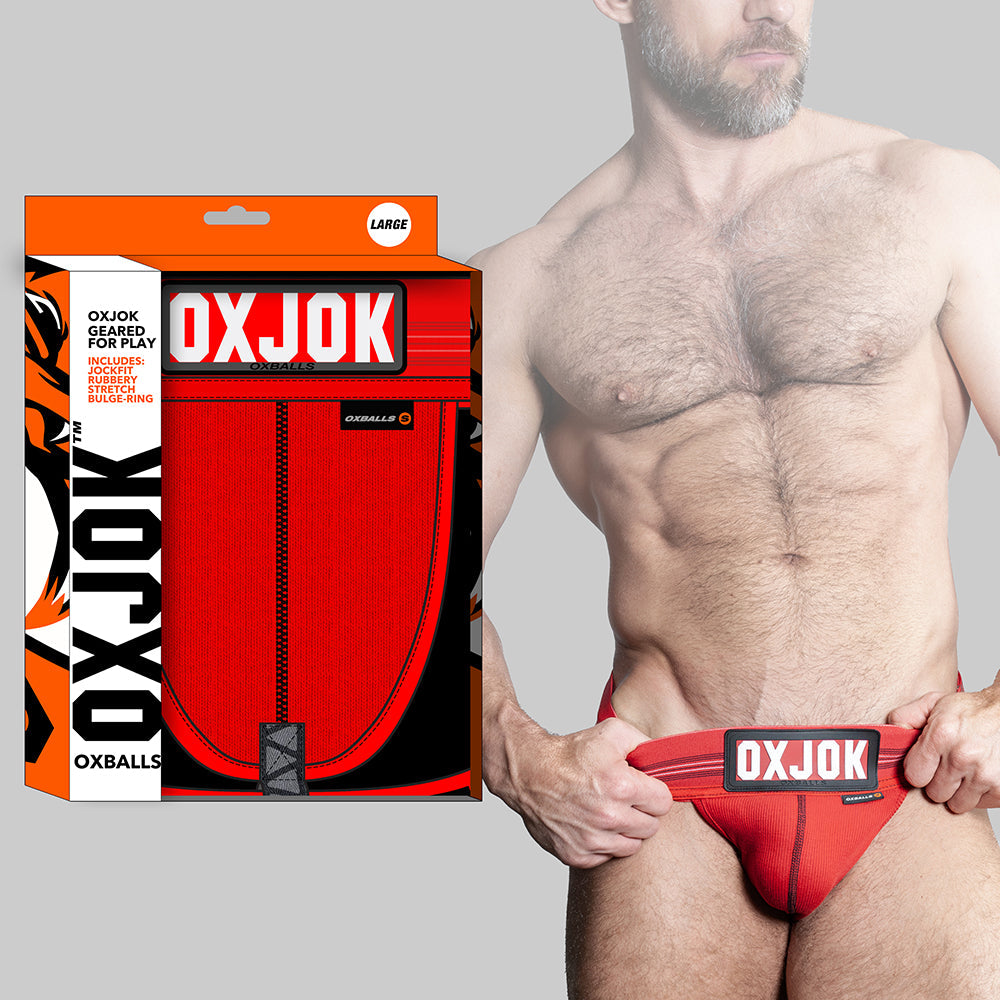 OXBALLS OXJOK SLINGJOCK UPTHRUST SLIDER-STRAP JOCK RED HOT M