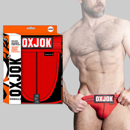 OXBALLS OXJOK SLINGJOCK UPTHRUST SLIDER-STRAP JOCK RED HOT XL