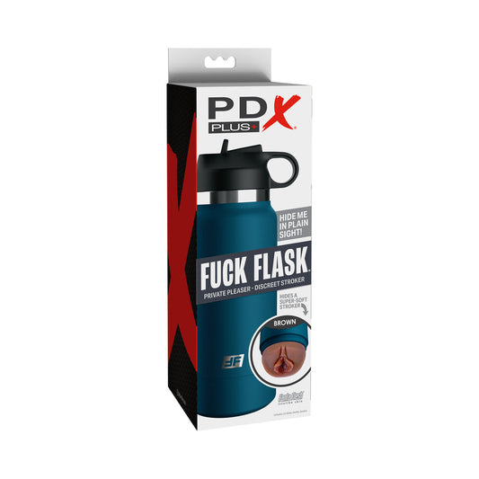 PDX PLUS FUCK FLASK PRIVATE PLEASER DISCREET STROKER BLUE BOTTLE BROWN