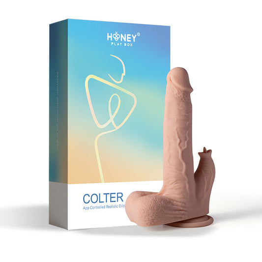 HONEY PLAY BOX COLTER APP CONTROLLED REALISTIC THRUSTING DILDO WITH CLIT LICKER 8.5 IN.