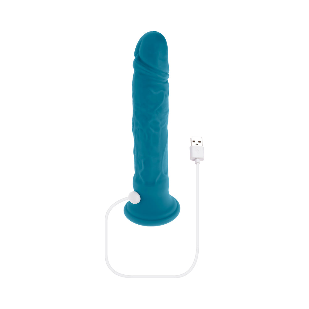 EVOLVED TSUNAMI RECHARGEABLE VIBRATING DILDO SILICONE TEAL