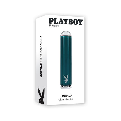 PLAYBOY EMERALD RECHARGEABLE VIBRATING GLASS MINI VIBE DEEP TEAL