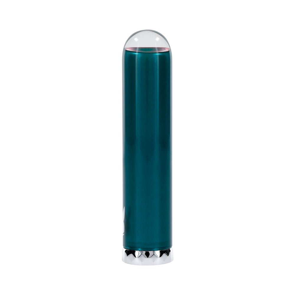 PLAYBOY EMERALD RECHARGEABLE VIBRATING GLASS MINI VIBE DEEP TEAL
