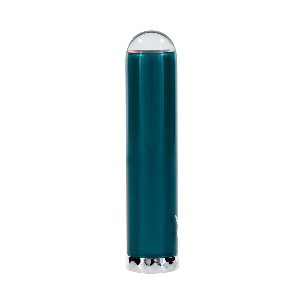 PLAYBOY EMERALD RECHARGEABLE VIBRATING GLASS MINI VIBE DEEP TEAL