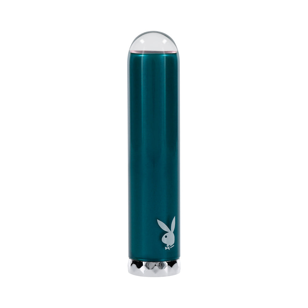 PLAYBOY EMERALD RECHARGEABLE VIBRATING GLASS MINI VIBE DEEP TEAL