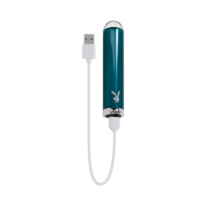 PLAYBOY EMERALD RECHARGEABLE VIBRATING GLASS MINI VIBE DEEP TEAL