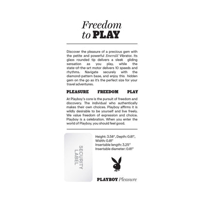 PLAYBOY EMERALD RECHARGEABLE VIBRATING GLASS MINI VIBE DEEP TEAL
