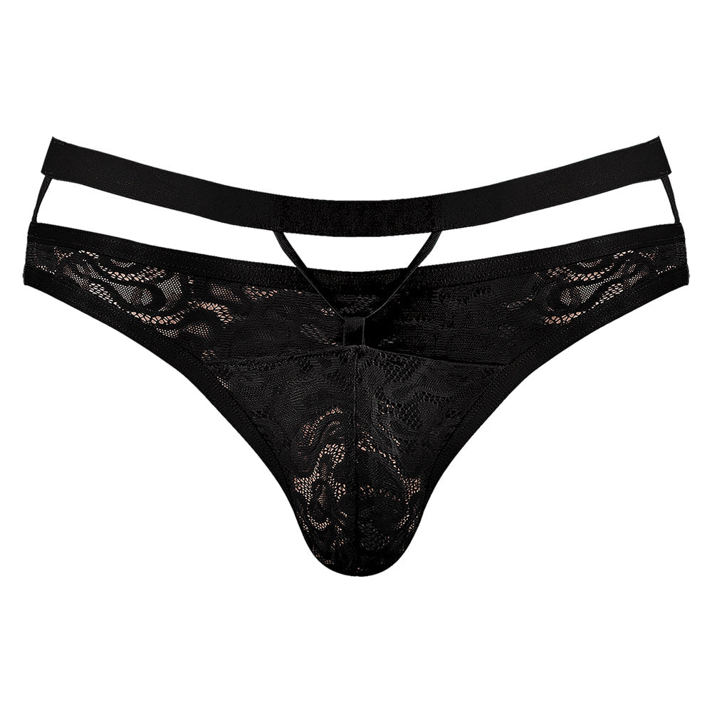 MALE POWER LUCIFER CUT OUT STRAPPY THONG BLACK L/XL