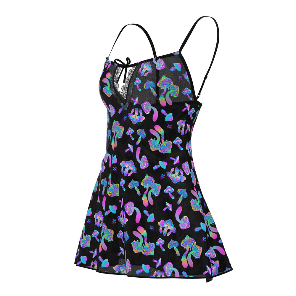 MAGIC SILK - HAZY DAYZ DRESS & G STRING SET MUSHROOM