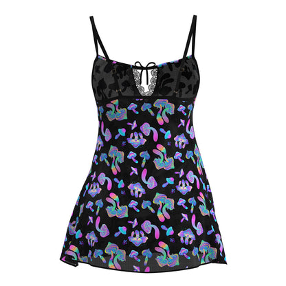 MAGIC SILK - HAZY DAYZ DRESS & G STRING SET MUSHROOM