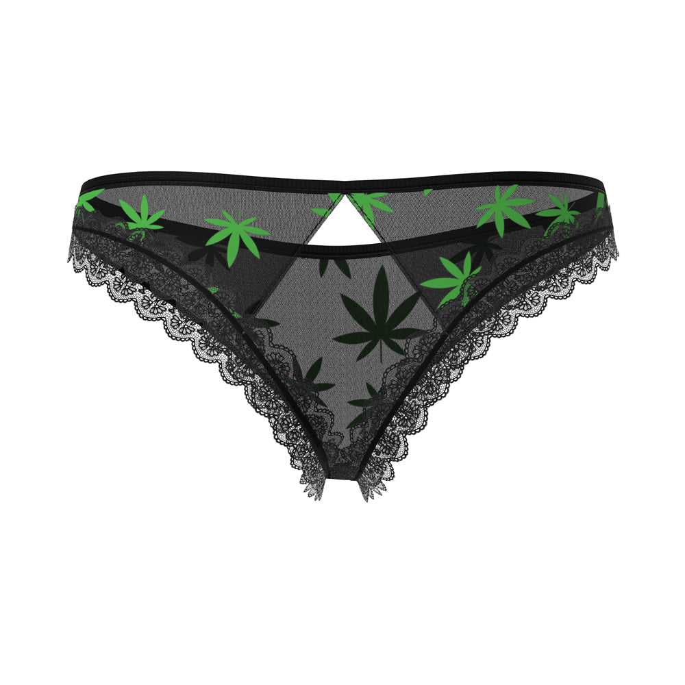 MAGIC SILK HAZY DAYZ CROTCHLESS PANTY WITH OPEN BACK POT LEAF L/XL