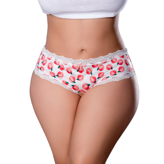 MAGIC SILK SWEET TREATS CROTCHLESS BOY SHORT WITH LUBE PEACH QUEEN SIZE