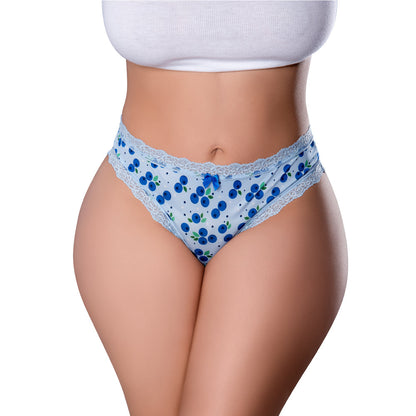 MAGIC SILK SWEET TREATS CROTCHLESS THONG WITH LUBE BLUEBERRY QUEEN SIZE