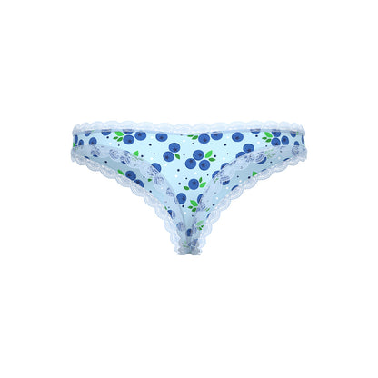 MAGIC SILK SWEET TREATS CROTCHLESS THONG WITH LUBE BLUEBERRY QUEEN SIZE