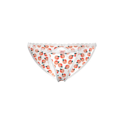 MAGIC SILK - SWEET TREATS SPLIT BACK & CROTCHLESS PANTY WITH LUBE PEACH L/XL