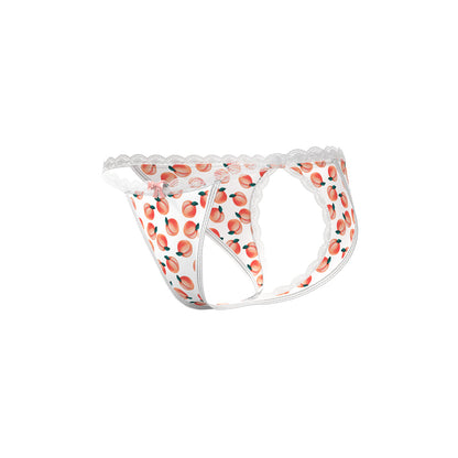 MAGIC SILK - SWEET TREATS SPLIT BACK & CROTCHLESS PANTY WITH LUBE PEACH L/XL
