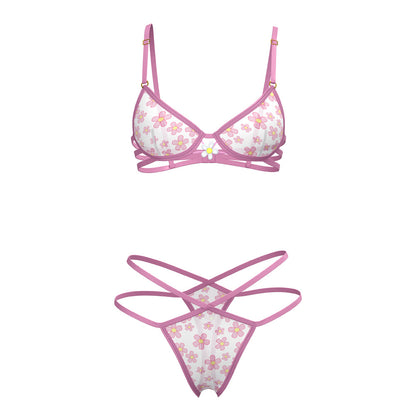 MAGIC SILK DAISY BRA & THONG SET DAISY PRINT L/XL