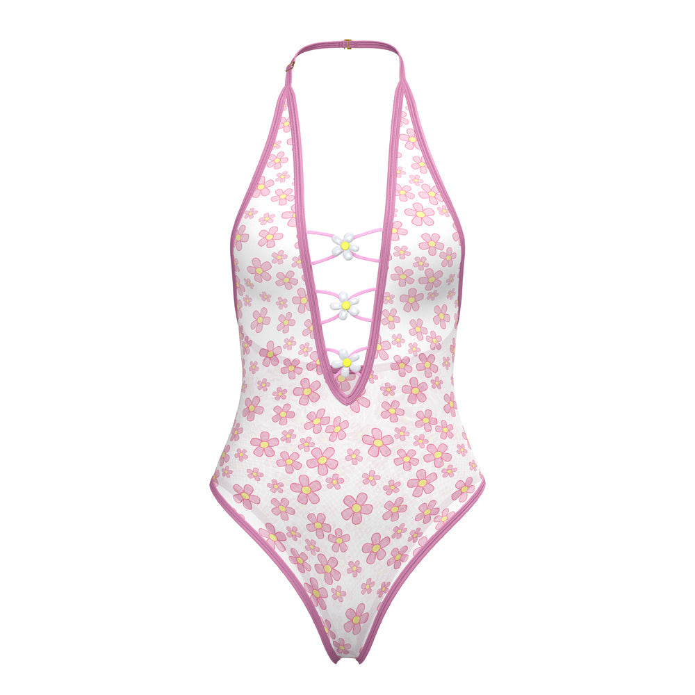 MAGIC SILK DAISY TEDDY WITH SNAP CROTCH DAISY PRINT S/M