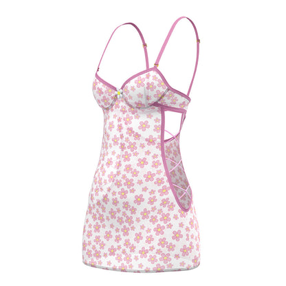 MAGIC SILK DAISY DRESS & TANGA SET DAISY PRINT S/M